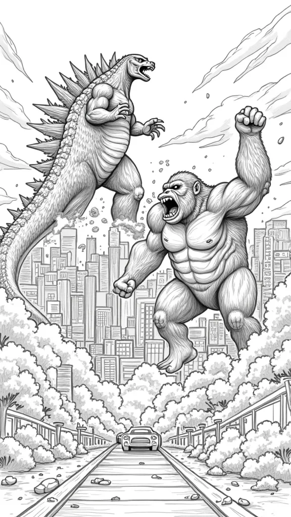 coloriage godzilla vs king kong